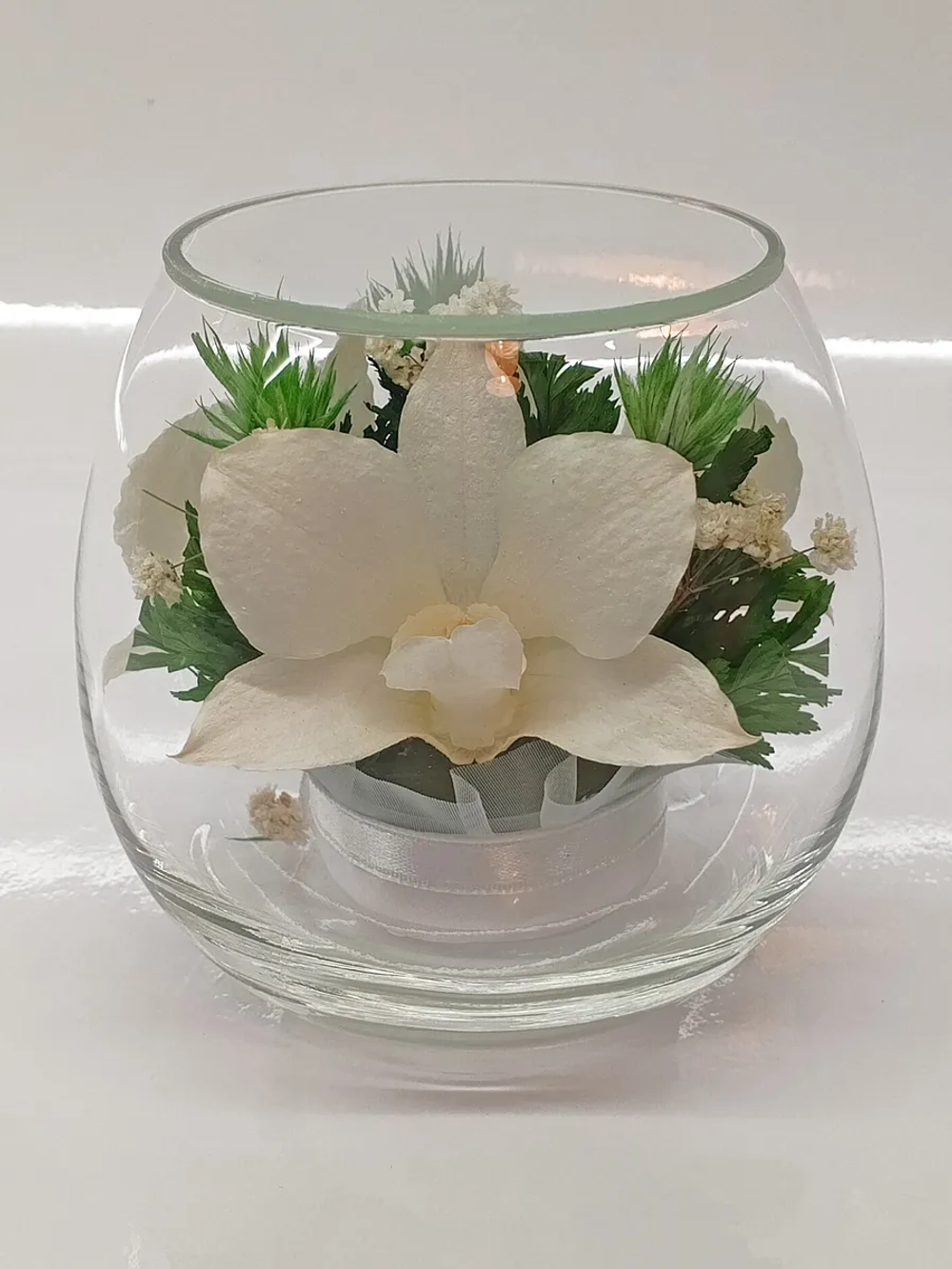 натуральные цветы в стекле, вакуум