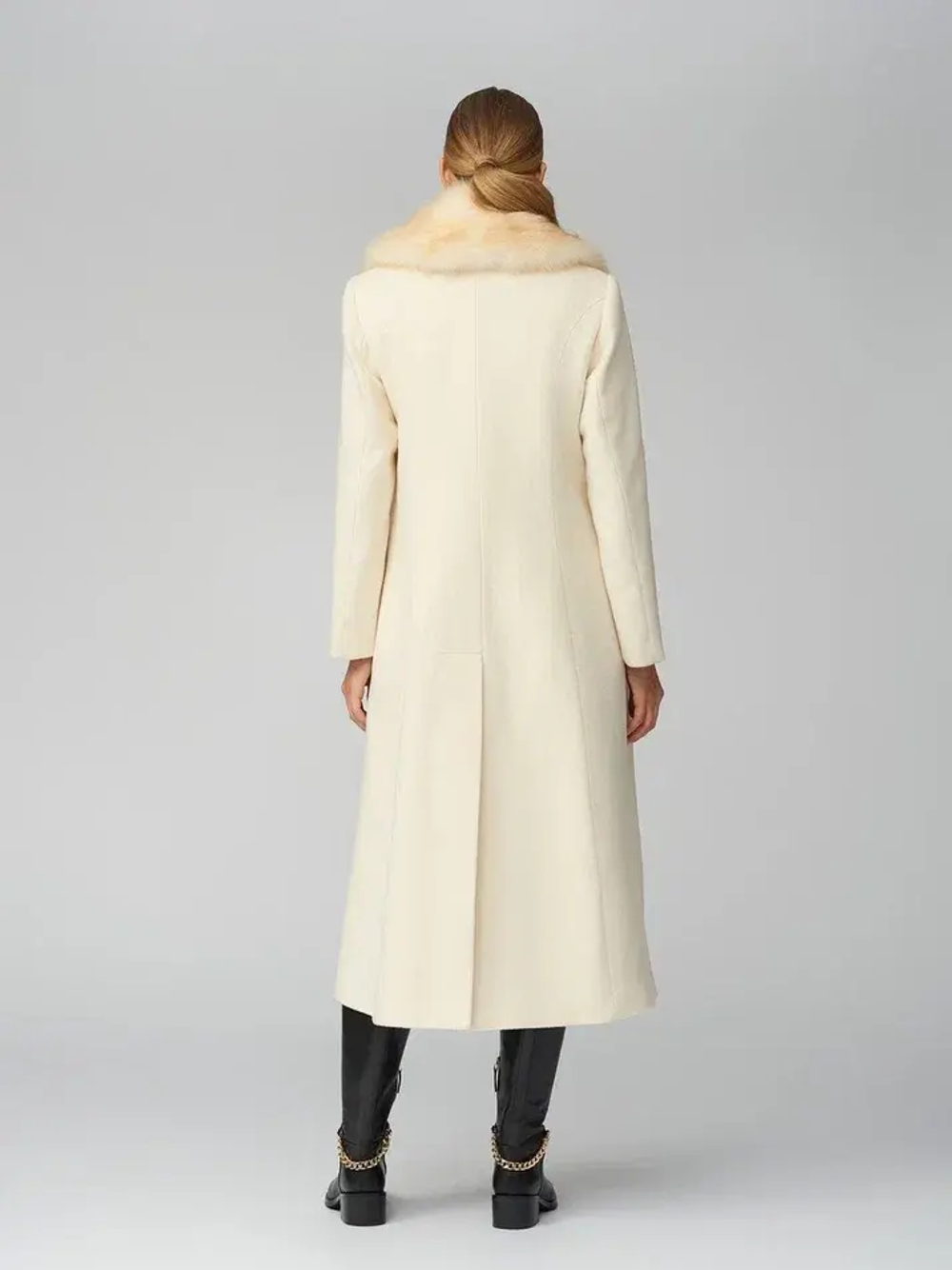 Женское кашемировое пальто с мехом соболя