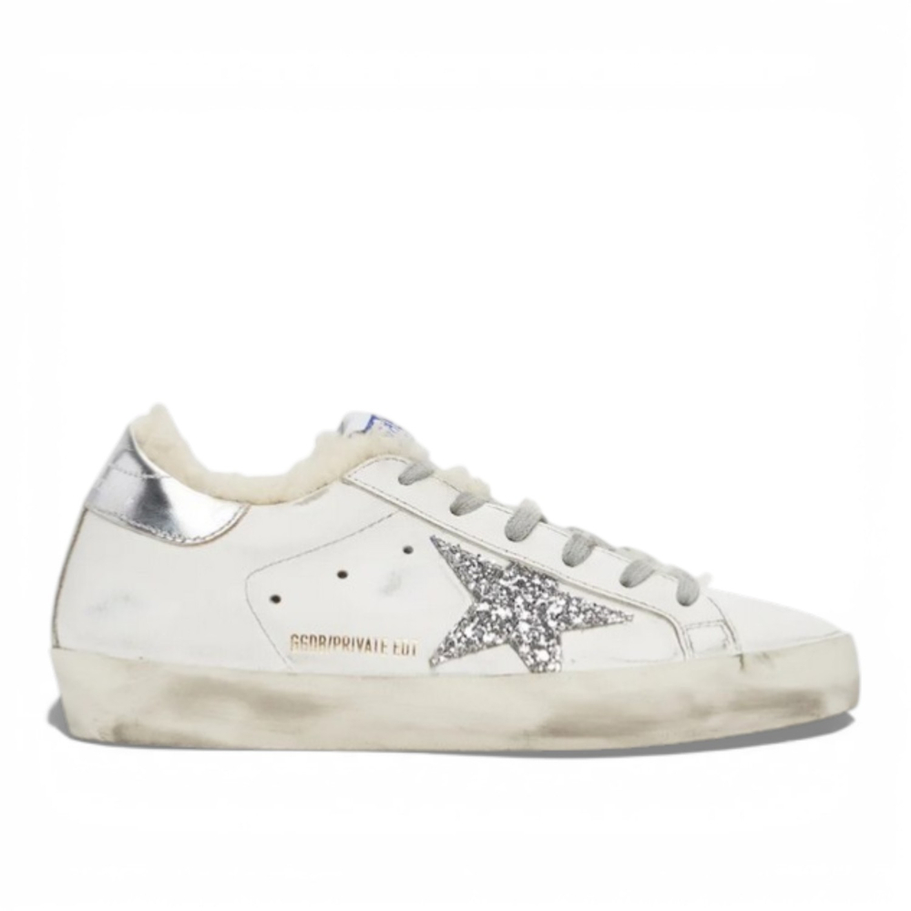 Кеды Golden Goose Exclusive White & Silver Super-Star Shearling Sneakers