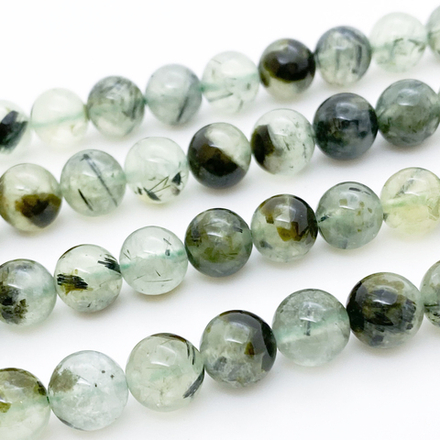 Пренит бусины, диаметр 8,1-8,3 мм, цена за 11 шт (1/4 нити)