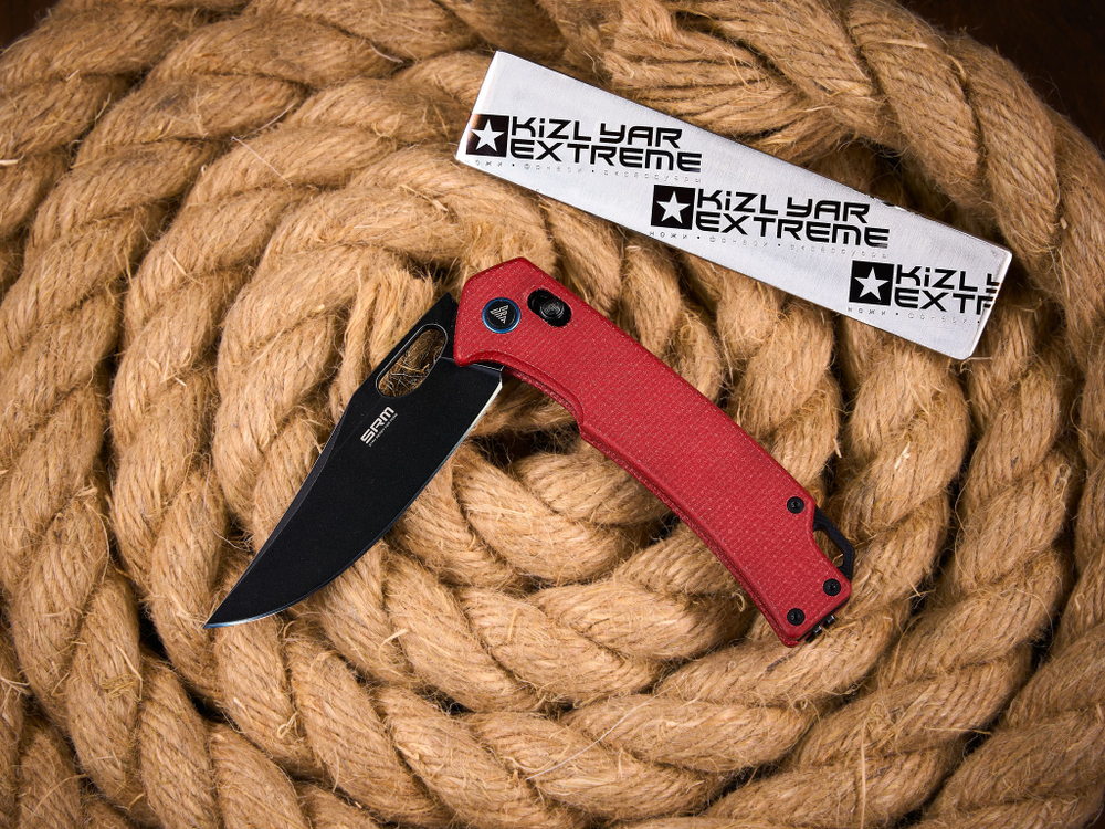 Складной нож SRM 9203-MR2 BlackWash сталь 10Cr15CoMoV рукоять Red Micarta