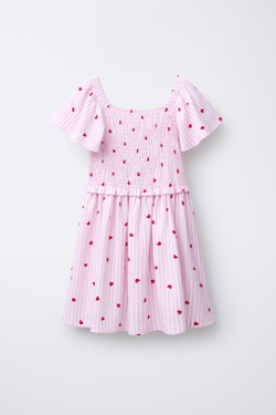 ZARA ПЛАТЬЕ С СЕРДЕЧКАМИ, РОЗОВЫЙ