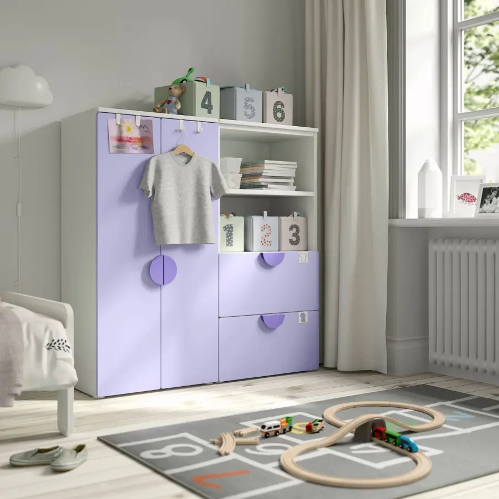 Гардероб - IKEA SMÅSTAD/SMASTAD/СМОСТАД ИКЕА,  123х120 см, белый/фиолетовый