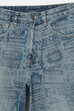 PULL&BEAR Джинсы широкого кроя "Stranger Things", синий