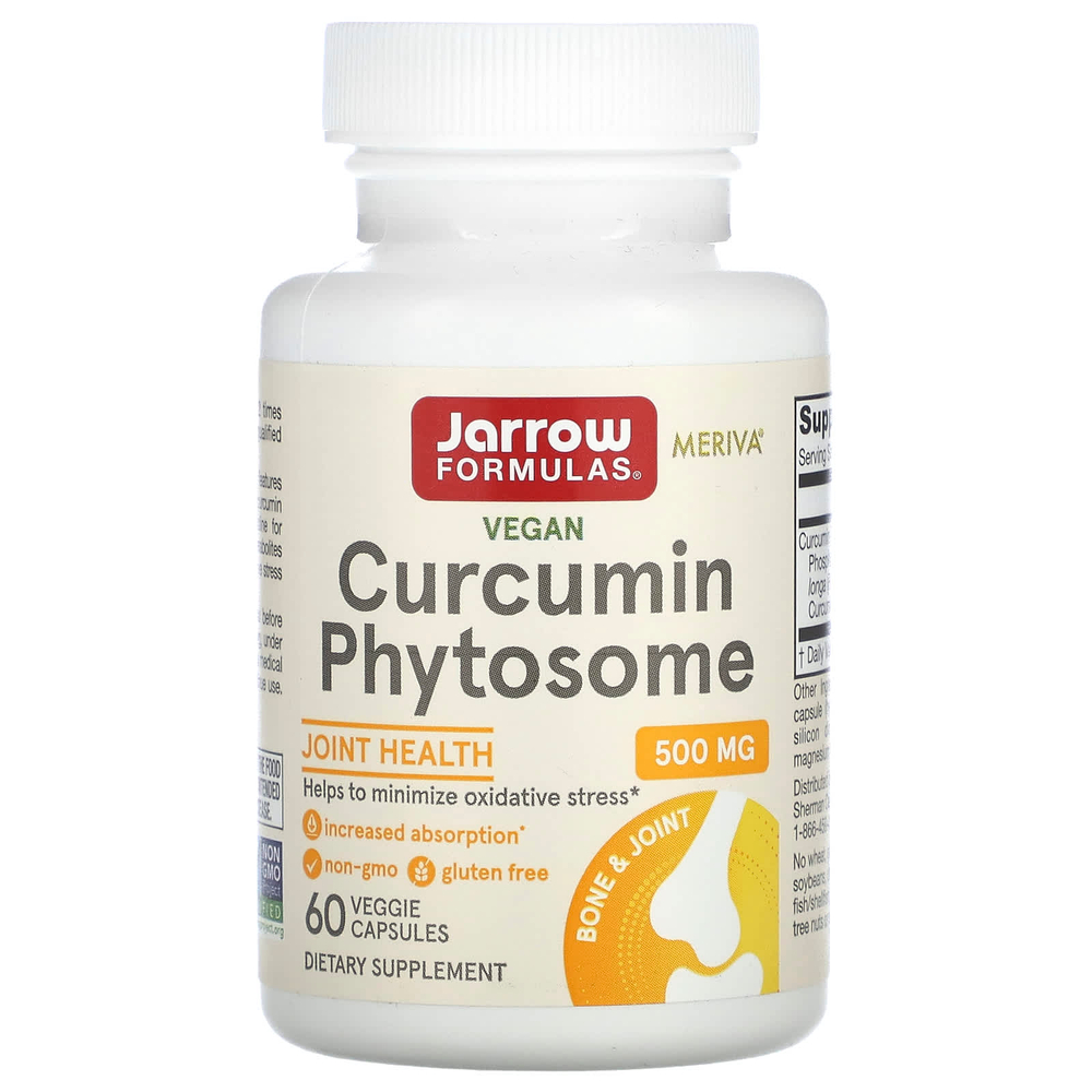Jarrow Formulas, фитосомы куркумина, 500 мг, 60 вегетарианских капсул