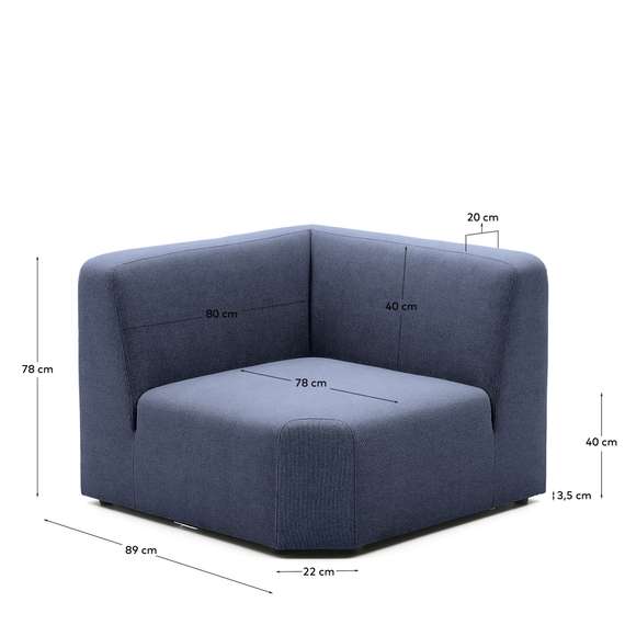 Угловой модульный диван Neom синего цвета 75 см