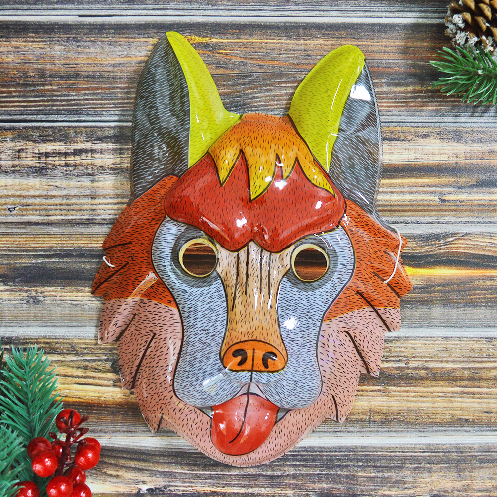 Маска карнавальная "Волк цветной" (цена за 12 штук)