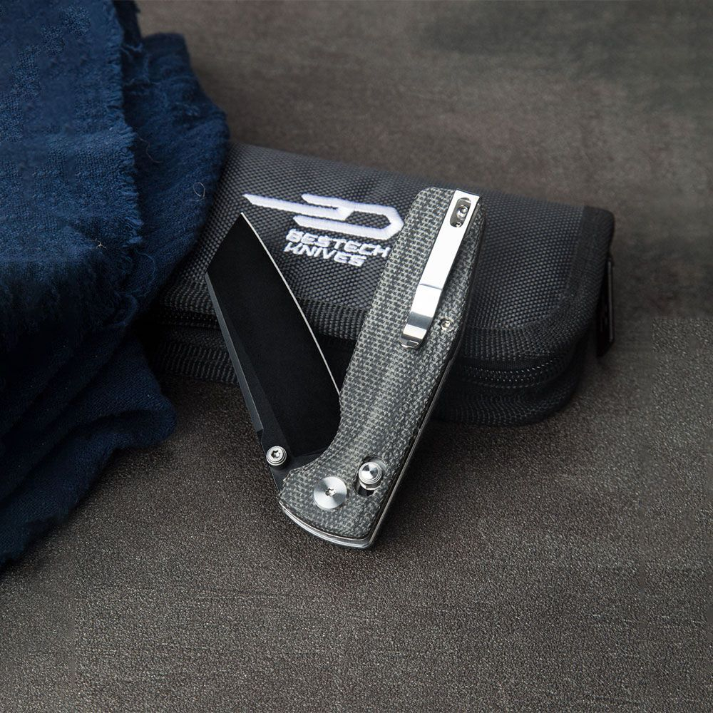 Нож складной Bestech Slasher сталь D2, рукоять Микарта черная