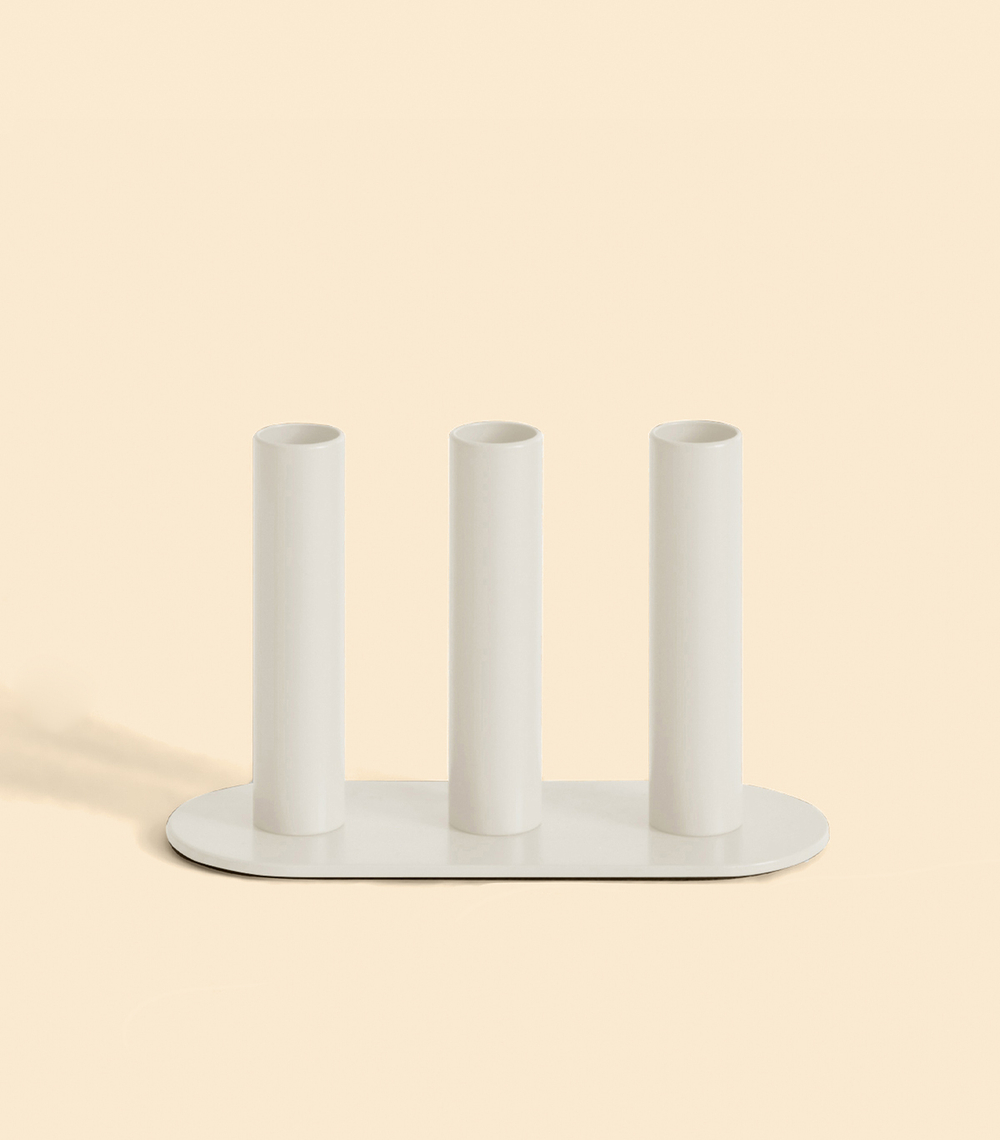 Подсвечник – Огонь тройной, Кремовый, 12,5 см | Delo