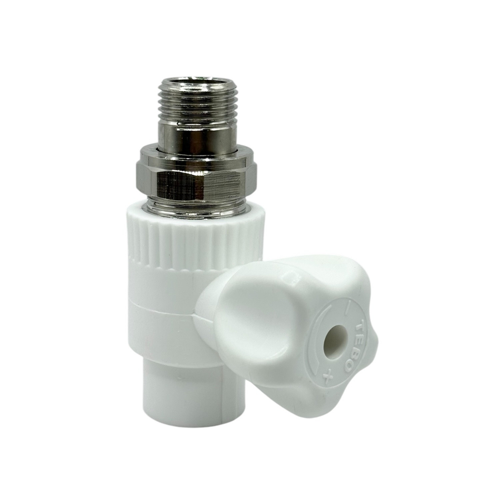 Кран шаровой прямой радиаторный полипропиленовый TEBO 20x1/2"