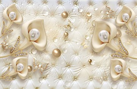 Фотообои 3D Жемчужные цветы (Ширина 4,15 м)