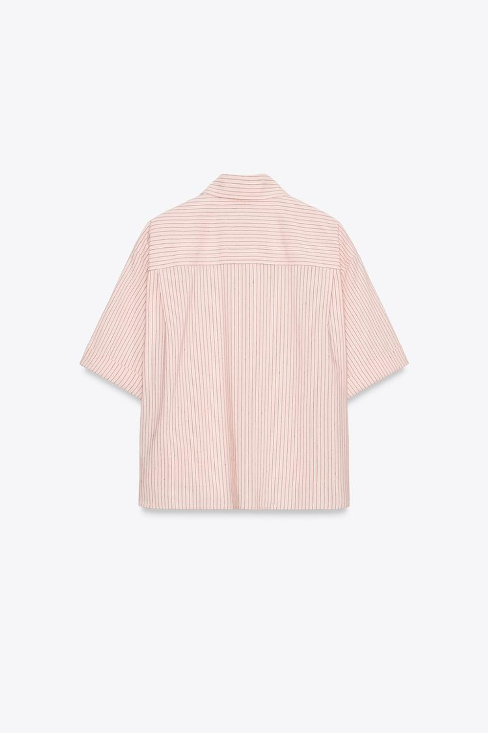 ZARA РУБАШКА ИЗ ПОПЛИНА С КАРМАНОМ, ПЕРСИКОВЫЙ