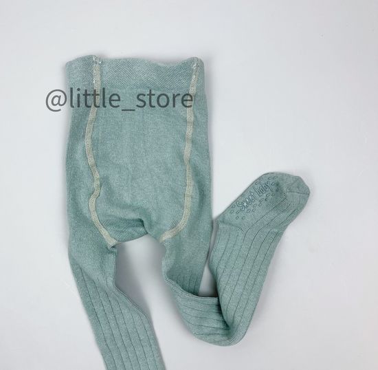 Колготки хлопковые "Полоска" со стоперами, Мятные