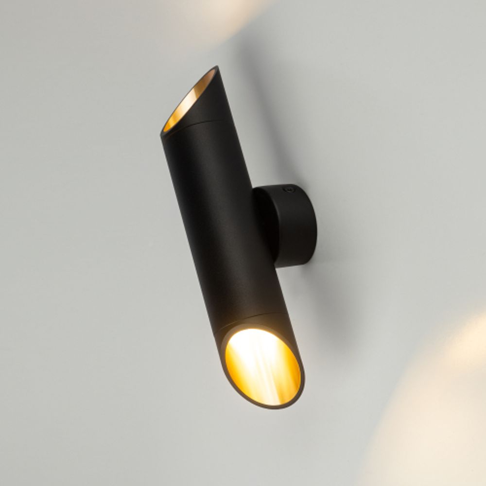 Светильник настенный ЭРА WL52 BK/GD 2*GU10 2*12Вт IP20 черный, золото