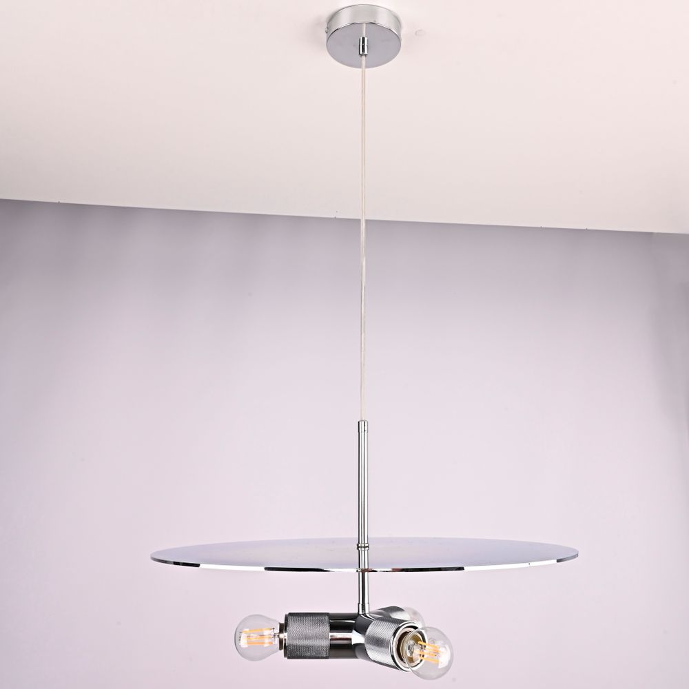 Люстра Rh Utilitaire Disk Triple Pendant Silver By Imperiumloft