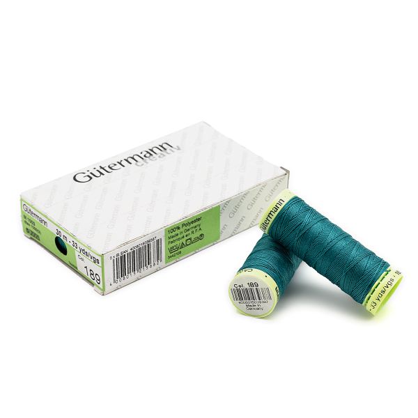 Нитки отделочные Gutermann Top Stitch 30 (30 метров), 5 кат. | 189 зеленая бирюза