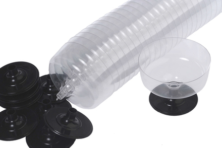 Креманка Кристалл 180мл пластиковая прозрачная со съемной черной ногой 25шт./уп., цена за уп.