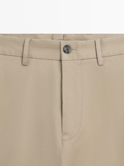 Massimo Dutti Зауженные брюки из смесовой хлопковой ткани, зеленый