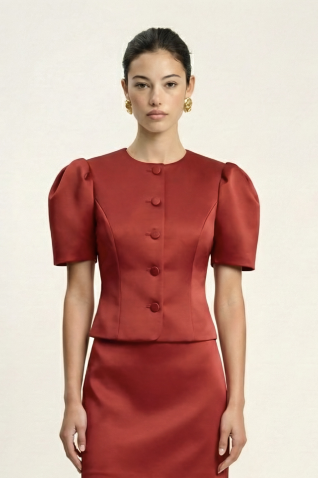 Жакет с объемными рукавами из сатина