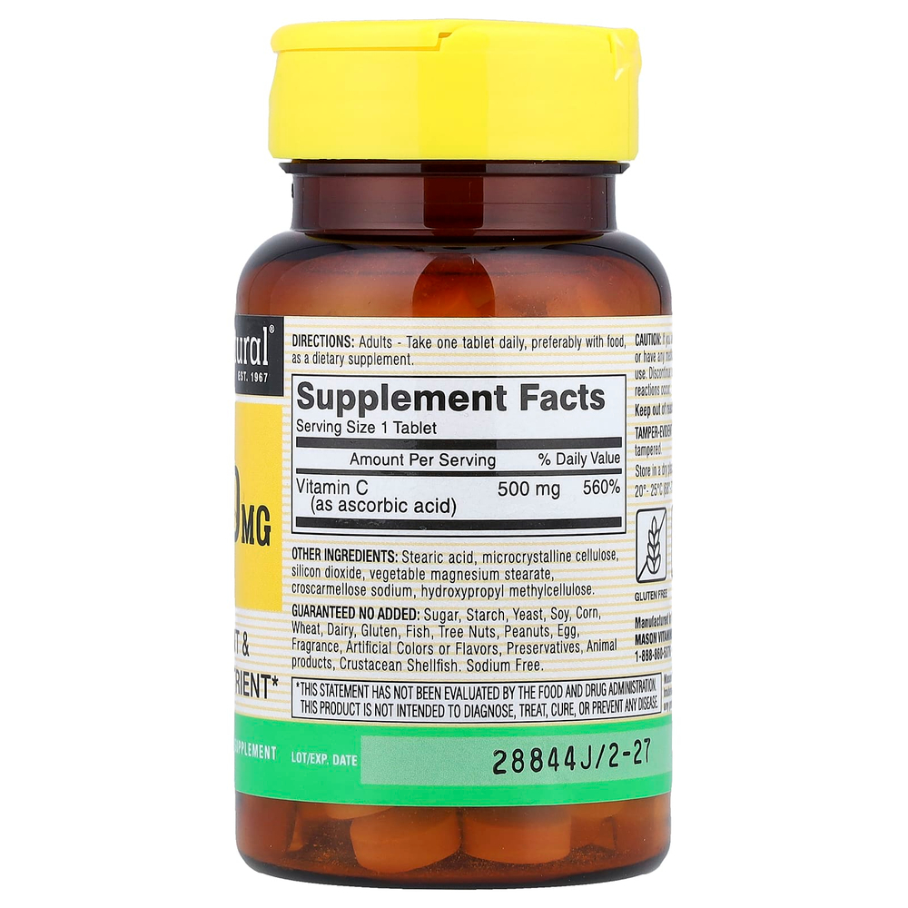 Mason Natural, витамин C, 500 мг, 100 таблеток