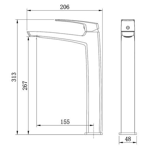 Смеситель для раковины-чаши Azario Conda высокий, керамический картридж, черный матовый (AZ-K9011B)