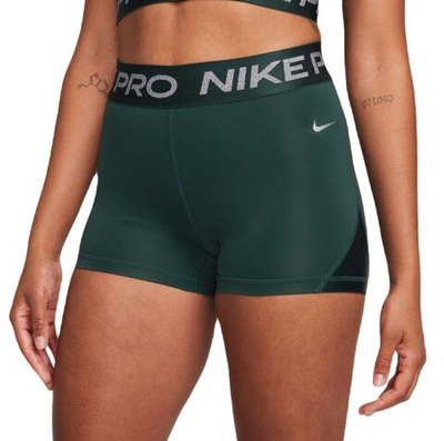 Женские Шорты теннисные Nike Pro Mid-Rise 3" Shorts - deep jungle/metallic silver