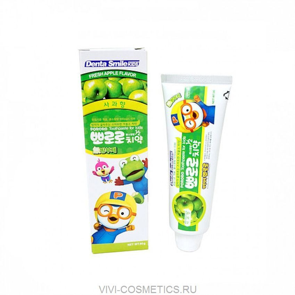 Детская зубная паста (зеленое яблоко) | DENTA SMILE kids Pororo (90g)