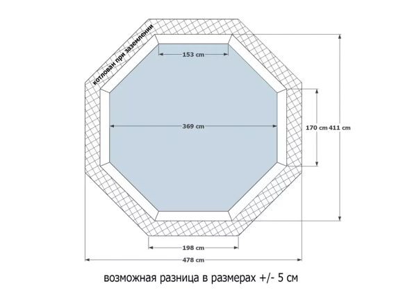 Морозоустойчивый сборный бассейн 370 х 370 см &quot;Орон&quot; круглый