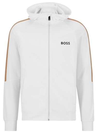 Куртка теннисная BOSS x Matteo Berrettini Zip-Up Hoodie In Active-Stretch Jersey With Logo - White