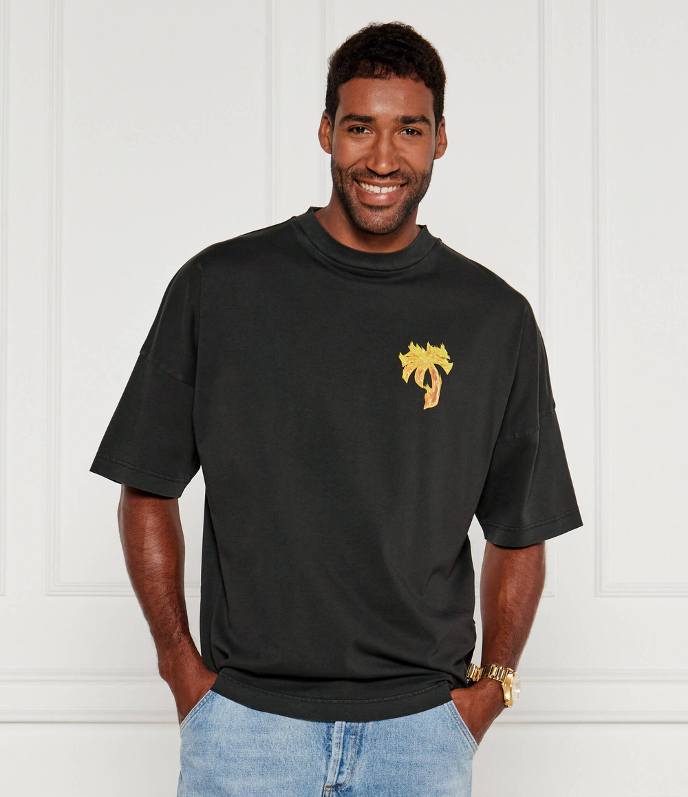 Футболка BURNING PALM Palm Angels - графитовый (PMAA002F 24JER011)