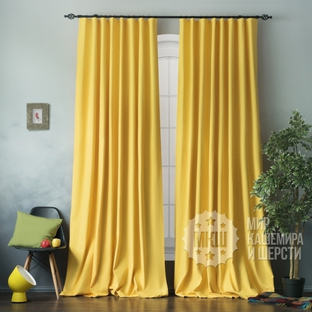 Комплект хлопковых штор Билли (арт. BL01-109-09) - (170х270)х2 см. - желтый