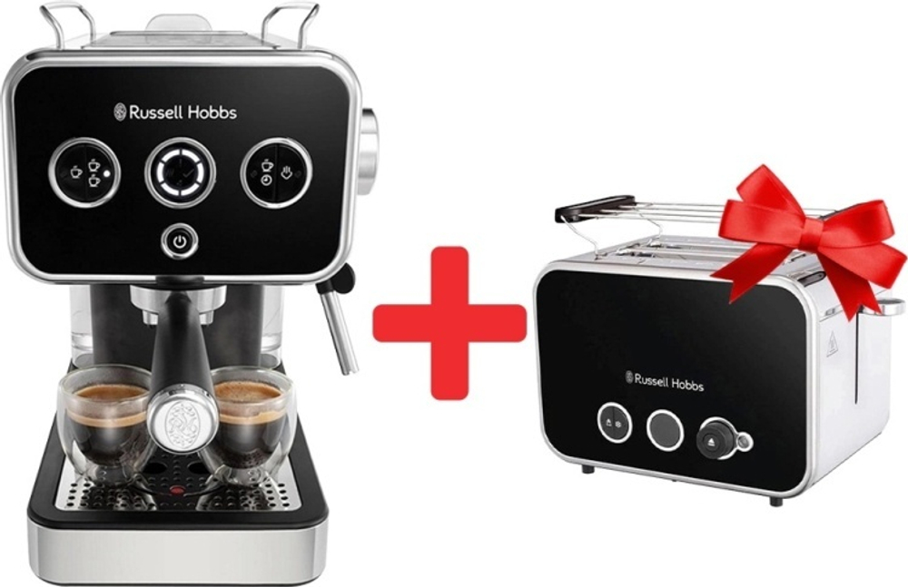Кофеварка рожковая Russell Hobbs 26450-56 чёрный + Тостер 26430-56