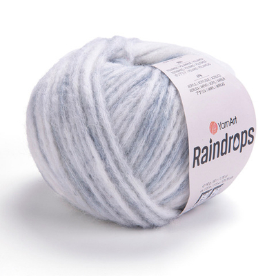 Пряжа YarnArt (ЯрнАрт) Raindrops / уп.10 мот. по 50 г, 115 м, 2906 серый меланж