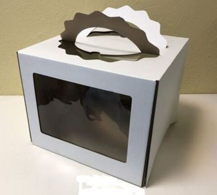 Коробка для торта с ручками и окнами, размер: 30х30см, высота: 20см