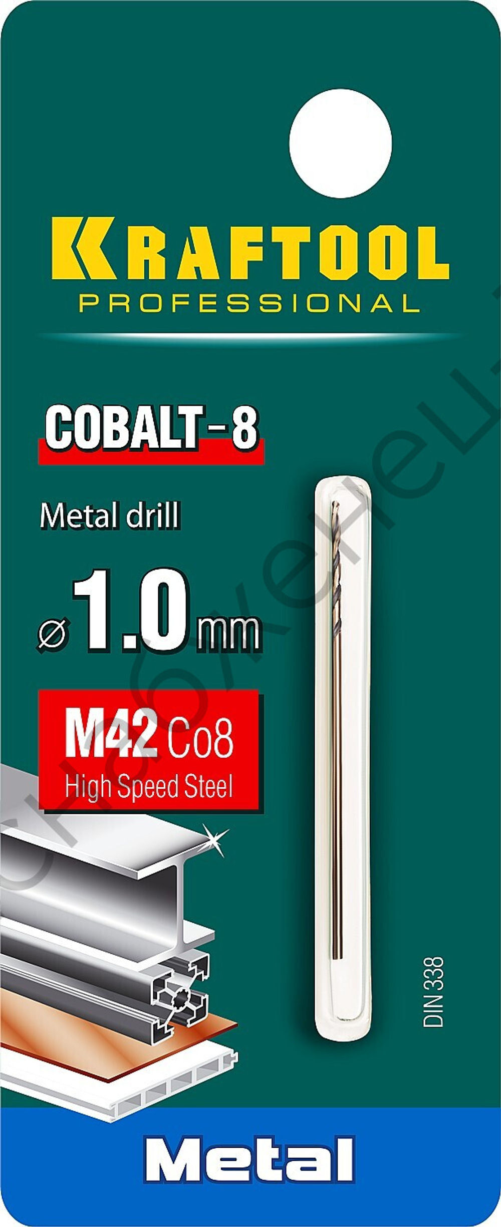 KRAFTOOL COBALT 1.0 х40мм, Сверло по металлу HSS-Co(8%) , сталь М42(S2-10-1-8)