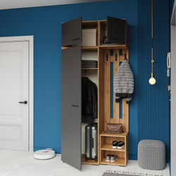 Шкаф-антресоль DIWO Кострома навесной 40x40х42 см, дуб вотан, антрацит, ручка черная