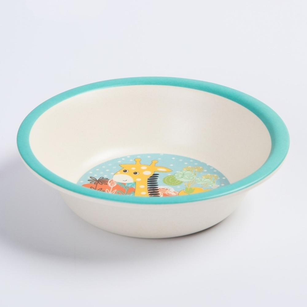 4611368 Набор бамбуковой посуды "Жирафик", тарелка, миска, стакан, приборы, 5 предметов