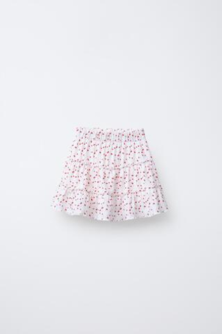 ZARA ЮБКА-ШОРТЫ ИЗ РЕЛЬЕФНОЙ ТКАНИ С ПРИНТОМ, КРАСНЫЙ