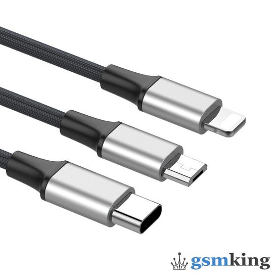 Baseus Rapid Series Type-C 3-1 Cable 1.2M For Micro Lightning Type-C Dark Gray CAMLT-SUS1