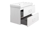 Тумба с раковиной La Fenice Cubo Twin 100 бежевая матовая, столешница белая/ручки белые