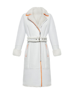 Белая лаковая дубленка из овчины