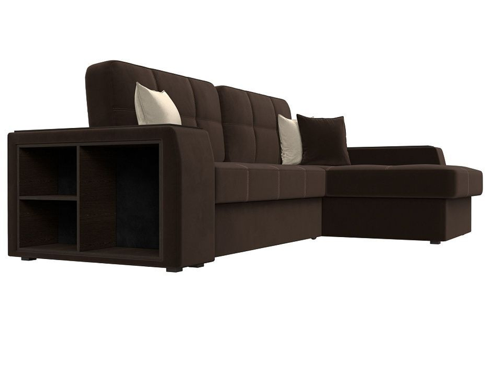 Диван угловой Брюссель правый угол, Коричневый\Бежевый, Микровельвет, 29388