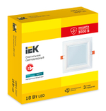 Светильник светодиодный ДВО 1625 со стеклом квадрат 18Вт 4000К IP20 IEK