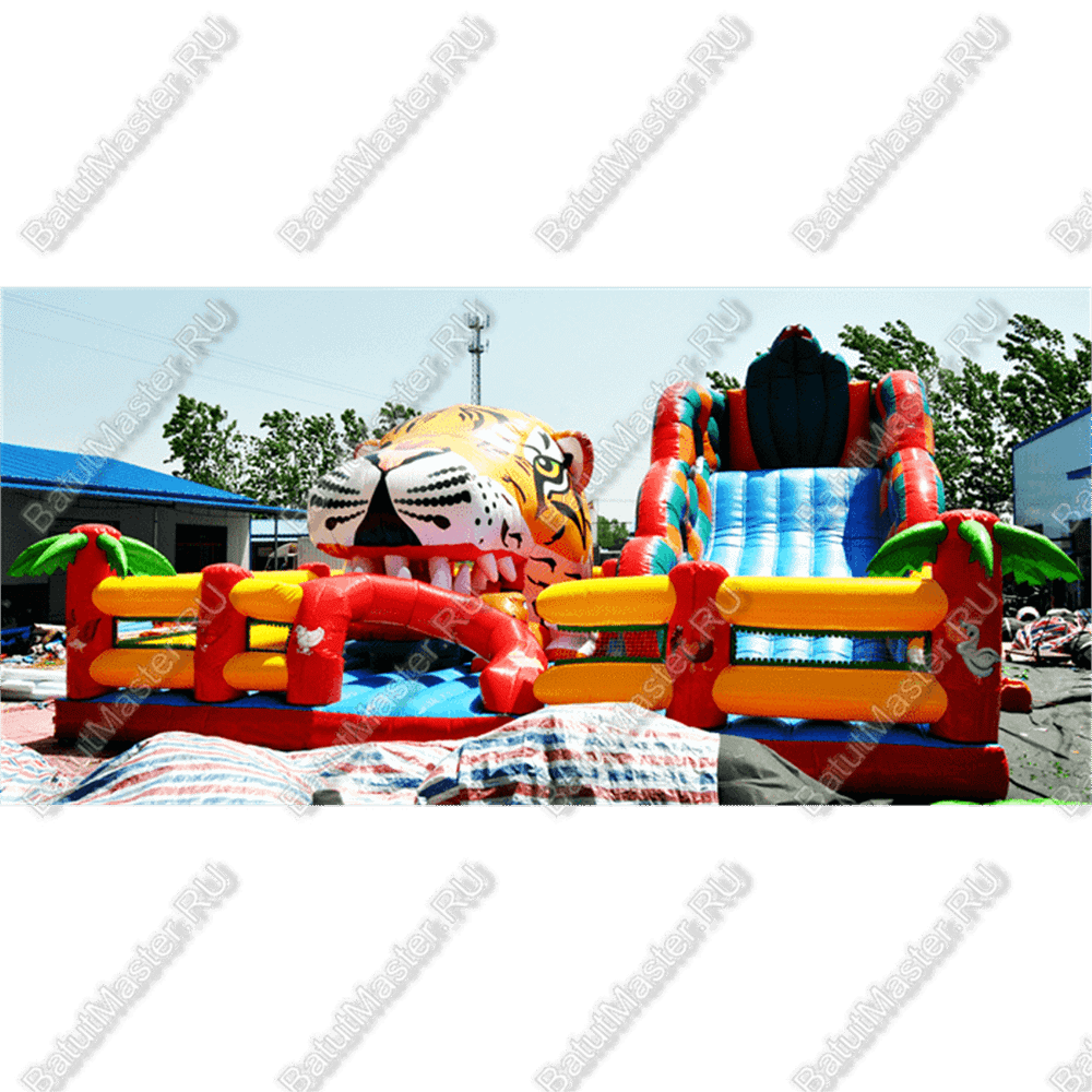 Большая надувная горка "Кобра эконом с роботом", 12*11*7 м