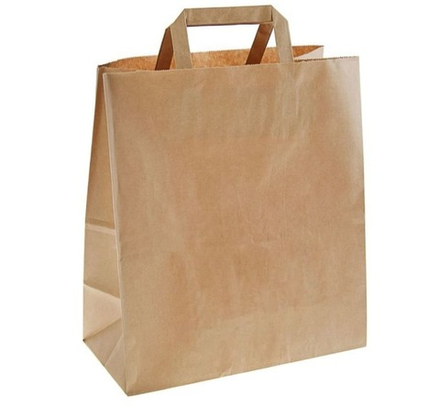 Пакет бумажный крафт с плоскими ручками 24х14х28 см