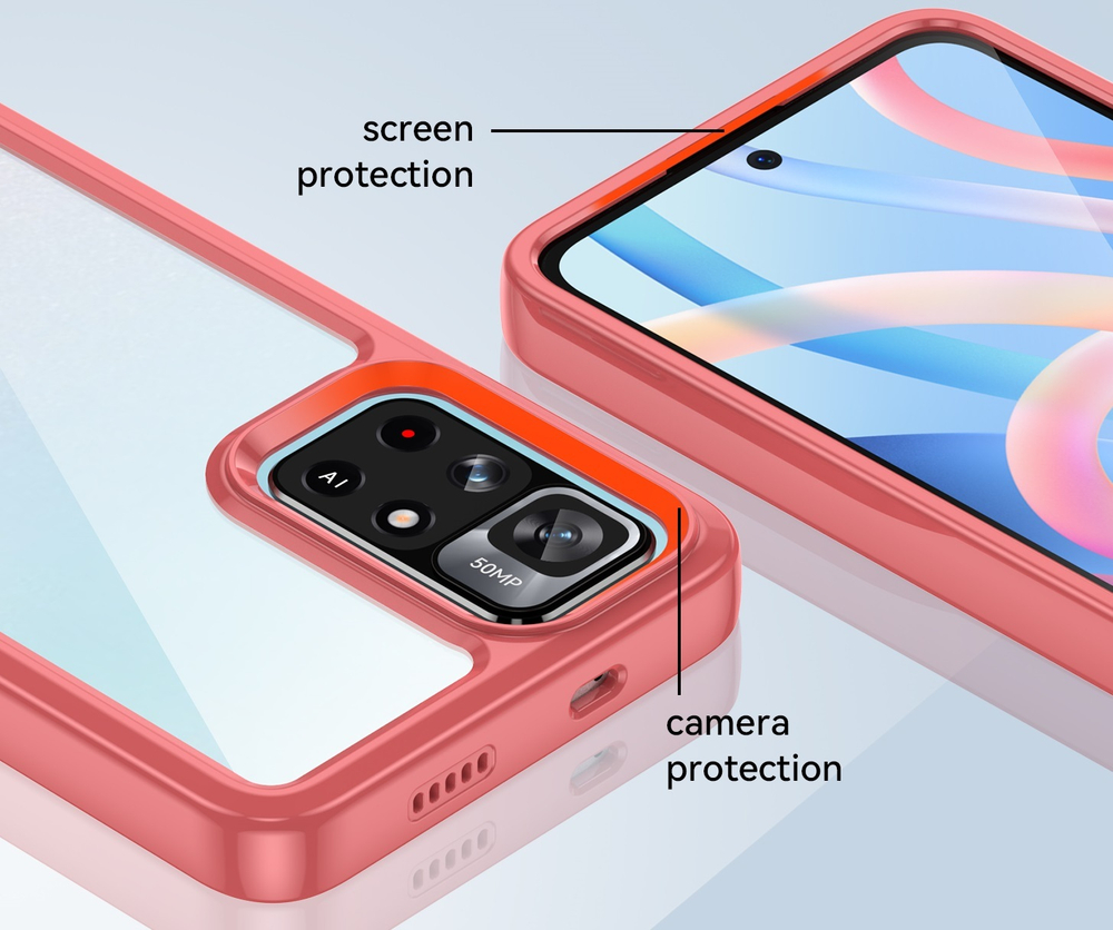 Двухкомпонентный чехол для смартфона Xiaomi Poco M4 Pro 5G, мягкий отклик кнопок, красный рамки
