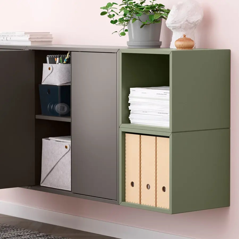 Комбинация для хранения - EKET IKEA/ ЭКЕТ ИКЕА,  175х70 см,   коричневый/зеленый