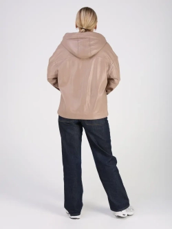 Кожаная куртка демисезонная с капюшоном короткая