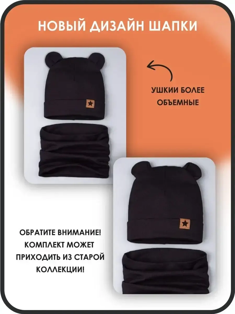 Шапка для мальчика с ушками, осенняя, черная