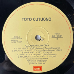 Винтажная виниловая пластинка LP Тото Кутоньо Toto Cutugno Azzurra Malinconia (Италия 1986)